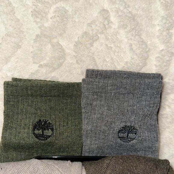 Timberland L 9-13 Brown Tan Green Gray Performance Cushioned Crew Socks 5pk - Picture 9 of 11